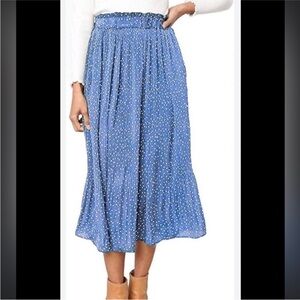 Blue Polka Dot Midi Skirt